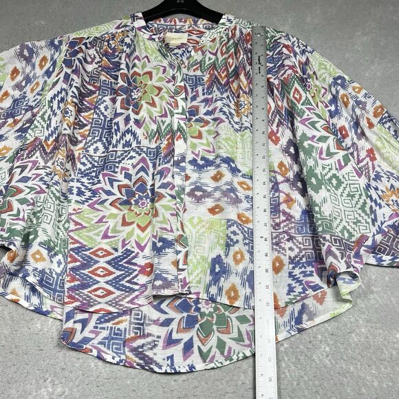 Anthropologie Maeve Blouse Womens Size Medium Bryanna Ikat Tribal Shirt - Picture 8 of 16